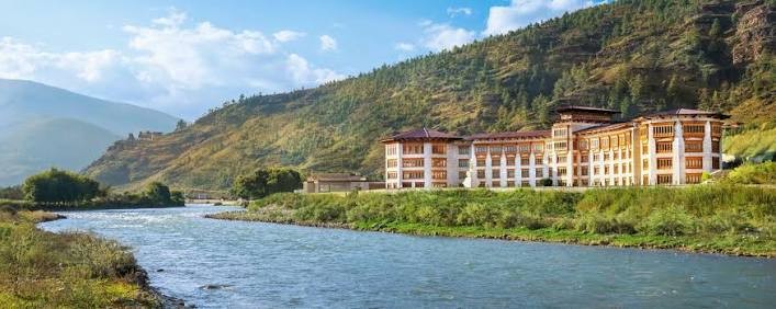 Le Méridien Paro, Riverfront, beside the river under forested hills